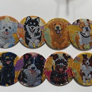 Colorful Dog-Themed Coasters Set 8 pieces